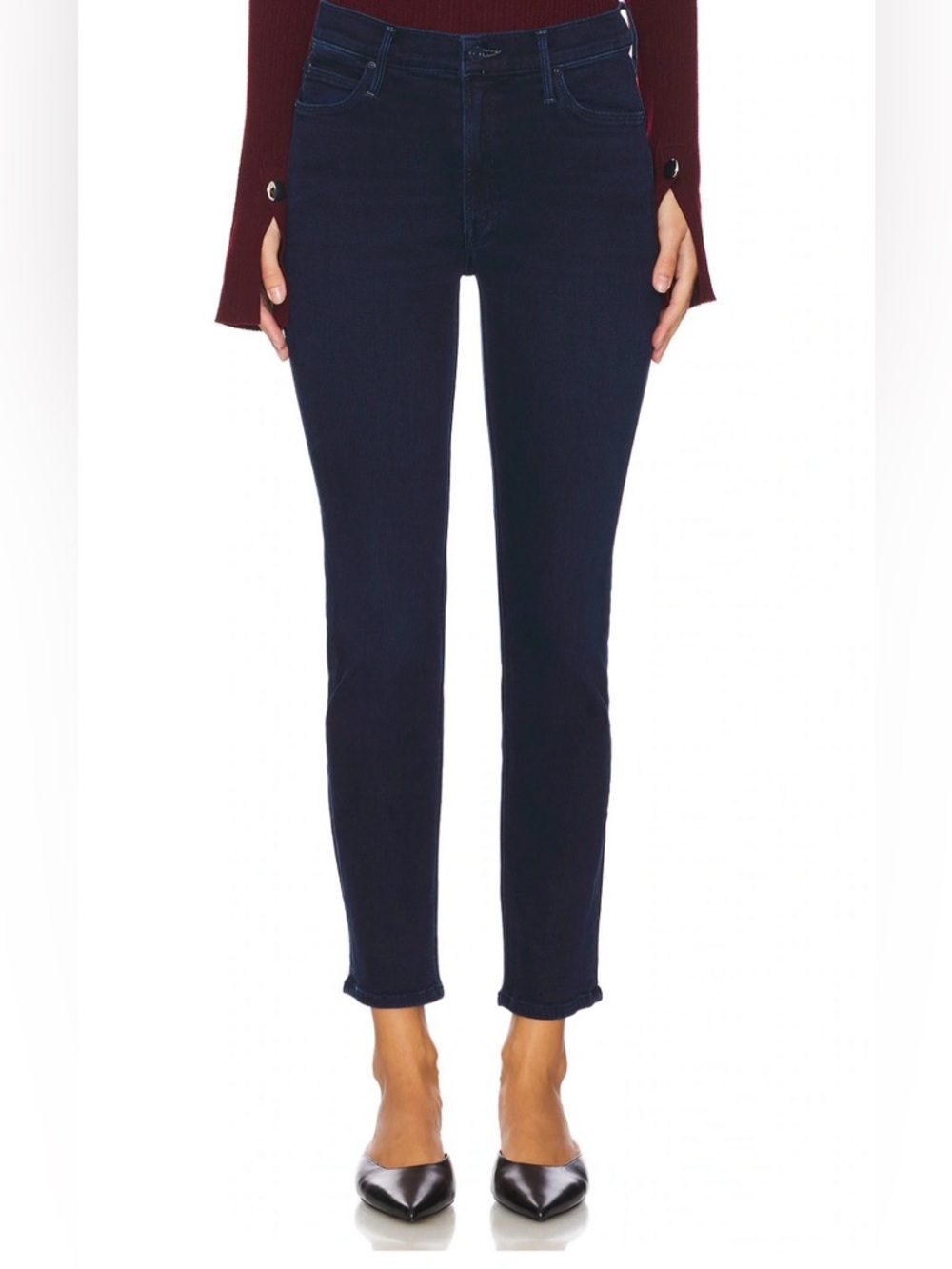 MOTHER Wash Black Ankle Slim Jeans